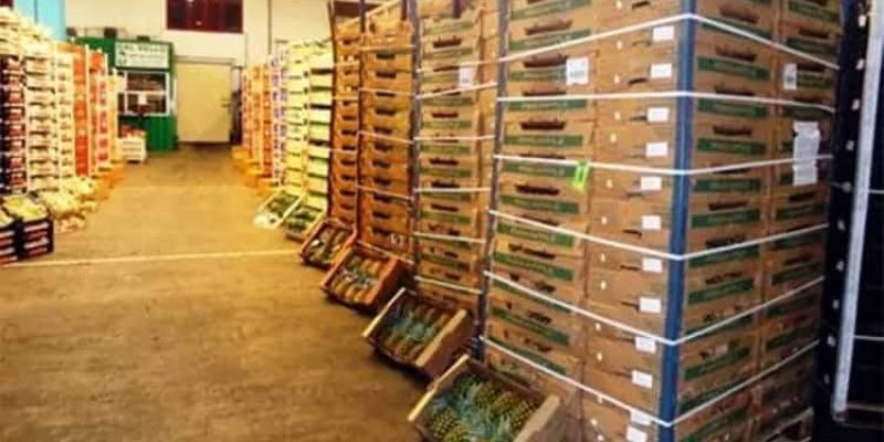 MAGAZZINO alimentare immagine di merce alimentare stoccata in cassette in un magazzino